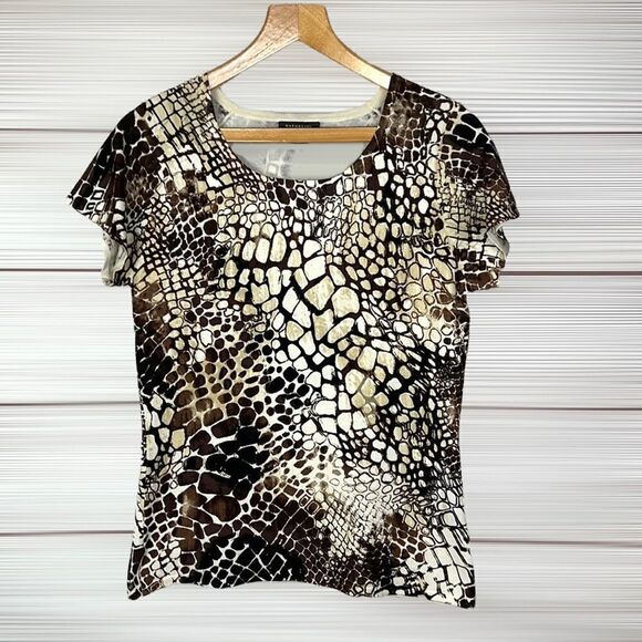 NATORI ous Silk Blend Animal Print Knit Top - Picture 1 of 9